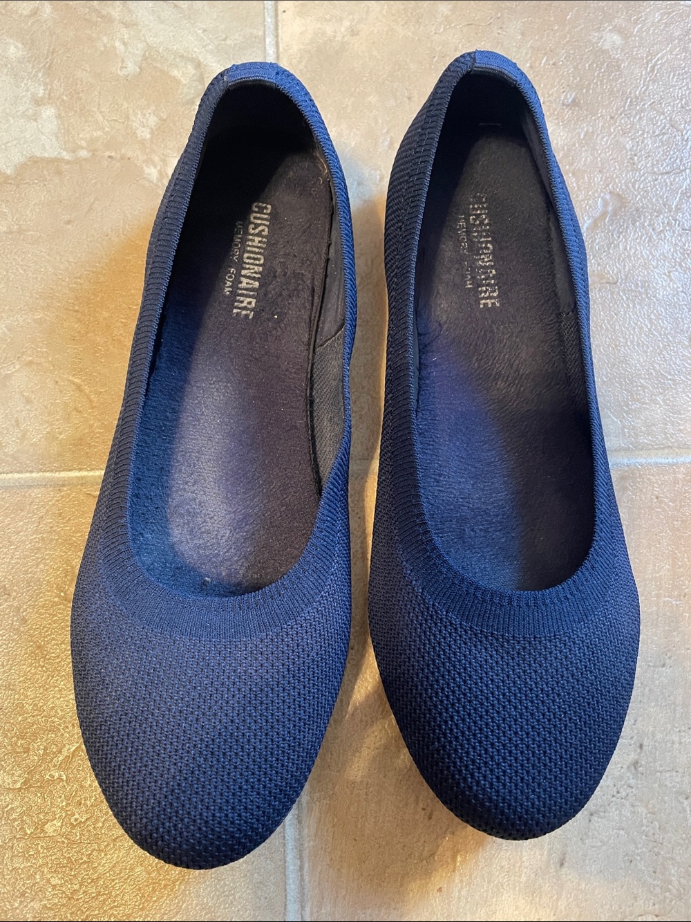 Cushionaire Navy Knit Women's Ballet Flats